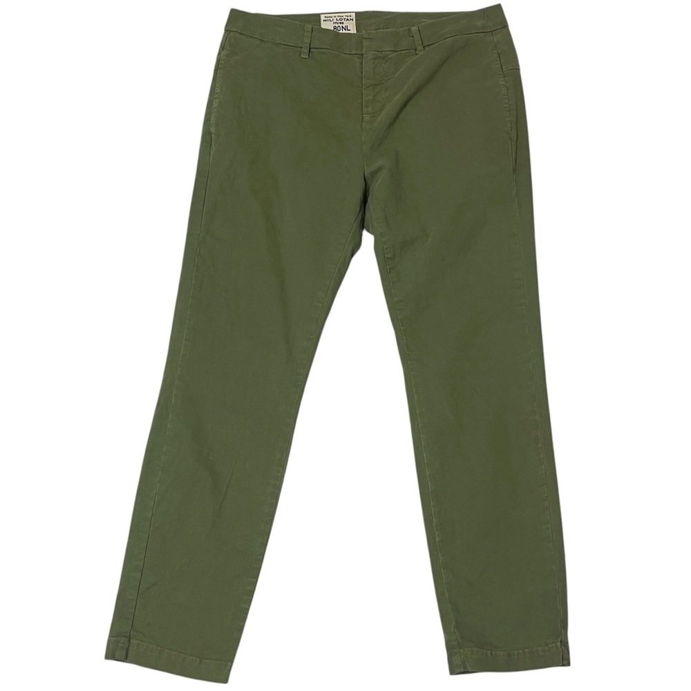 Nili Lotan Olive Green Twill Cropped Pants Women's Size‎ 6